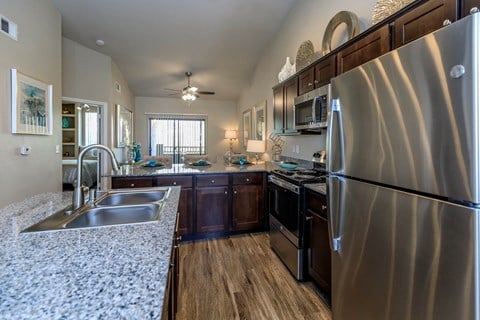 Kitchen wide view at The Cantera by Picerne, Las Vegas